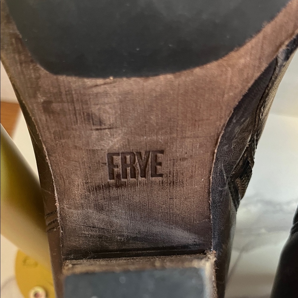 Frye Dark Brown Leather Heeled Boots - Picture 2 of 7